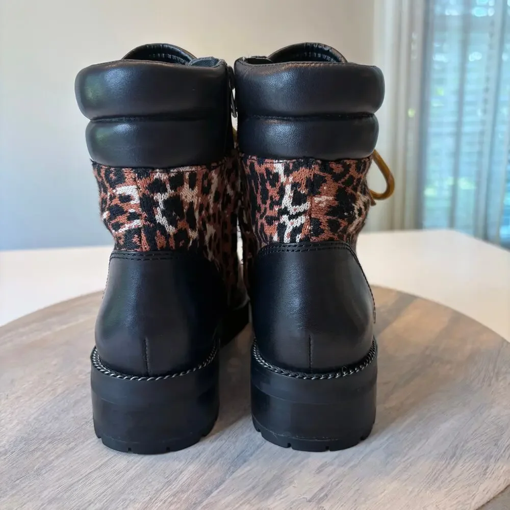 Coach Lorren Leopard Print Signature Jacquard Hiker Boots G4650 Women's 7 7B